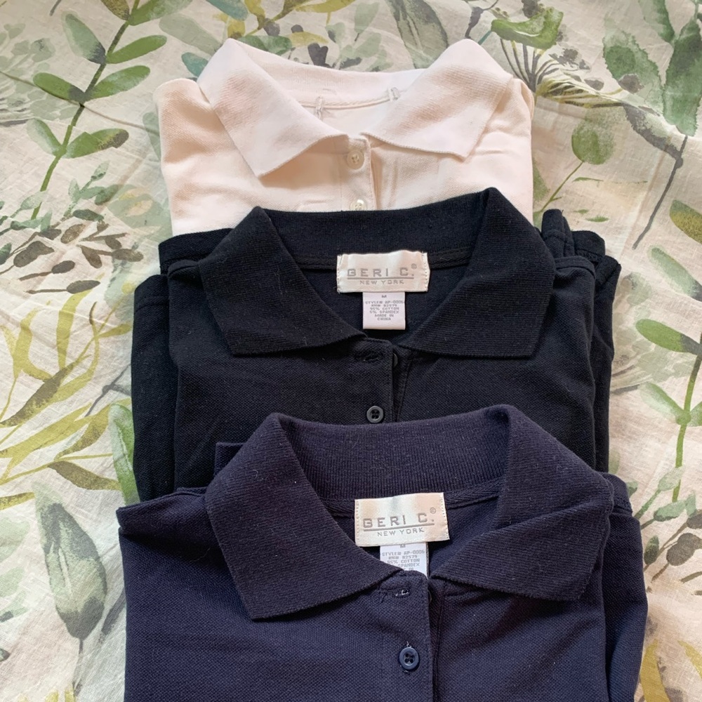 Womens Cap Sleeve Cotton polo shirt Size M (3pack)